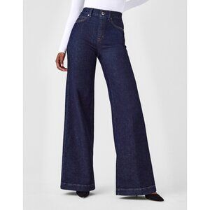 SPANX EveryWear Wide Leg Jeans in Raw Indigo Dark Wash